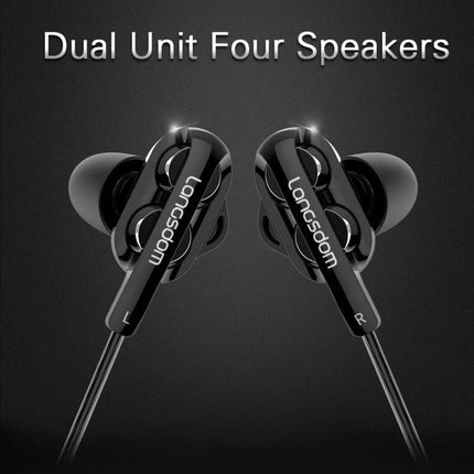 Langsdom Wired In Ear Headset With Comfort Fit For Commuting black wired dual unit four speakers earphones