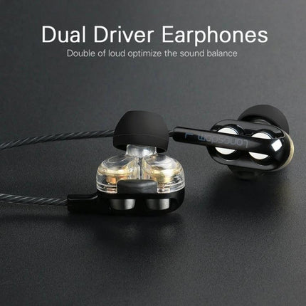 Langsdom Wired In Ear Headset With Comfort Fit For Commuting dual driver wired earphones with clear housings and braided cable