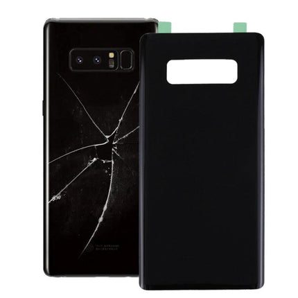 Essential Back Cover Replacement for Samsung Galaxy Note 8 in Daily Life - black back cover shown next to cracked Note 8 housing