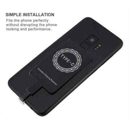 Essential Wireless Receiver for Daily Type-C Phone Charging - slim Type-C wireless charging receiver on phone back for desk or car use