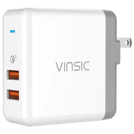 Reliable Charger for Keeping Devices Powered Daily at Home - white Vinsic dual USB wall charger for phones and tablets