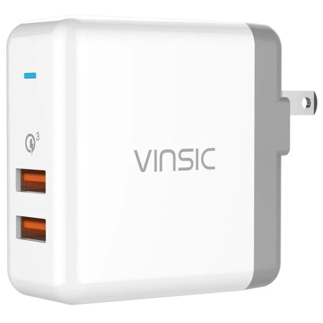 Reliable Charger for Keeping Devices Powered Daily at Home - white Vinsic dual USB wall charger for phones and tablets