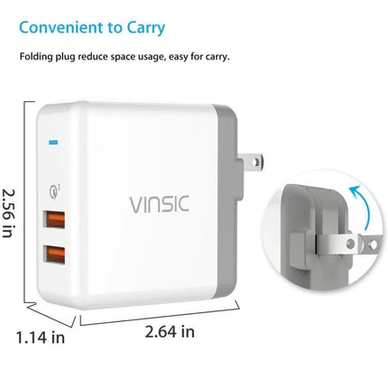 Reliable Charger for Keeping Devices Powered Daily at Home - compact white dual USB folding plug wall charger for phones and tablets
