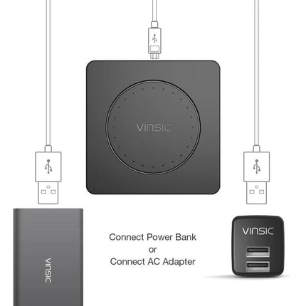 Keep your devices charged daily with the Vinsic Wireless Pad - compact Qi wireless charging pad with USB-C input for power bank or AC adapter
