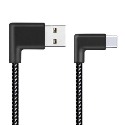 Daily USB-C Cable for Everyday Device Charging and Syncing - right-angle braided USB-A to USB-C cable for charging and data transfer