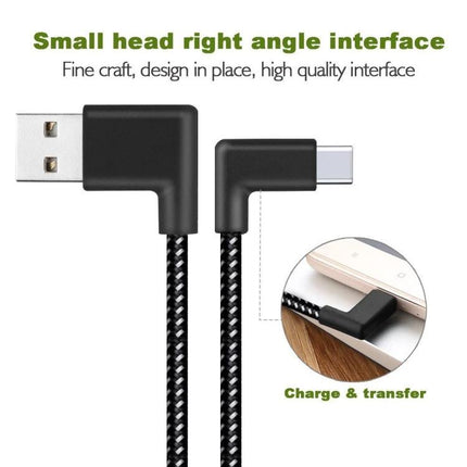 Daily USB-C Cable for Everyday Device Charging and Syncing small right-angle braided cable for charging and data transfer