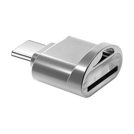 USB-C Micro SD Card Reader for On-the-Go Data Transfer — compact silver USB-C Micro SD card reader for fast mobile file access