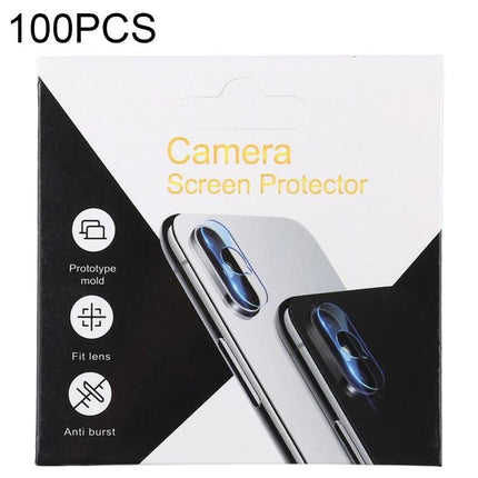 Soft Fiber Packaging Boxes for Camera Lens Film, 100 Pack - white/black camera screen protector box showing phone lens illustration