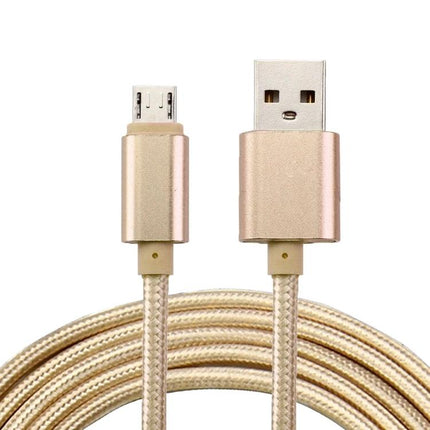 Travel USB Cable for Daily Smartphone Charging Needs - gold braided Micro USB cable for charging and data sync
