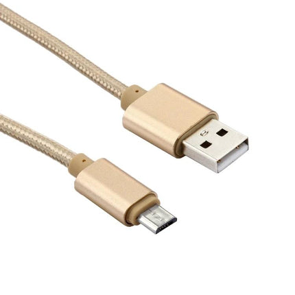Travel USB Cable for Daily Smartphone Charging Needs - gold braided Micro USB to USB-A cable for portable charging and data sync