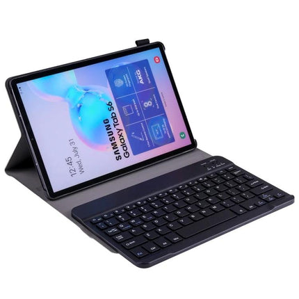 Samsung Galaxy Tab S6 10.5 Inch Bluetooth Keyboard Case with Pen Holder shown open with tablet in stand and integrated keyboard for typing on the go