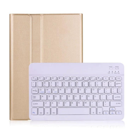 Samsung Galaxy Tab S6 10.5 Inch Bluetooth Keyboard Case with Pen Holder in gold with detachable white Bluetooth keyboard