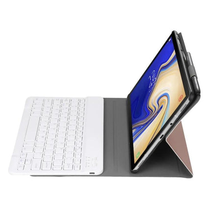 Ultra-Thin Detachable Bluetooth Keyboard Case for Samsung Galaxy Tab A 10.1 (2019) showing slim white keyboard attached to protective folio stand