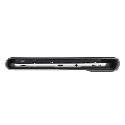 Bluetooth Keyboard Case for Samsung Galaxy Tab S5e with Pen Holder showing ports and snug edge fit