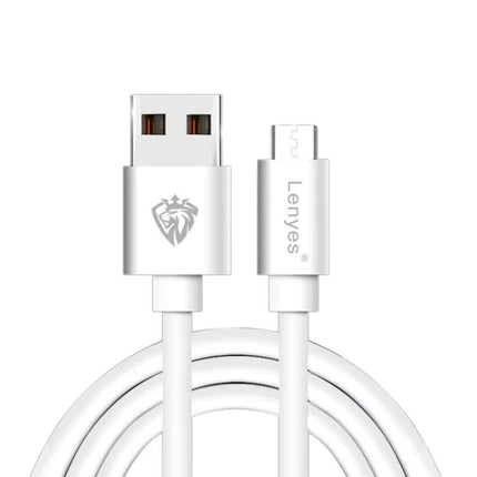 Lenyes Micro USB Cable for Everyday Device Charging white micro-USB to USB cable with Lenyes branding and PVC jacket