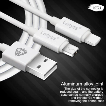 Lenyes Micro USB Cable for Everyday Device Charging - white micro USB to USB charging and data cable, durable PVC, aluminum alloy joint, 3-in-1 connectors