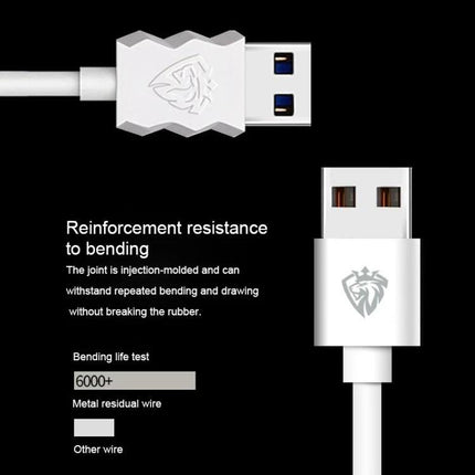 Lenyes Micro USB Cable for Everyday Device Charging white USB-A connector with reinforced bend-resistant joint on black background