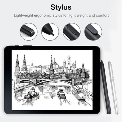 Stylus Pen for Galaxy Tab S3 - Ergonomic Design for Drawing and Notes: ergonomic stylus beside tablet showing precise sketching and comfortable grip
