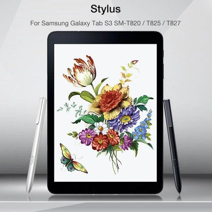 Stylus Pen for Galaxy Tab S3 - Ergonomic Design for Drawing and Notes, precision stylus beside tablet showing floral drawing