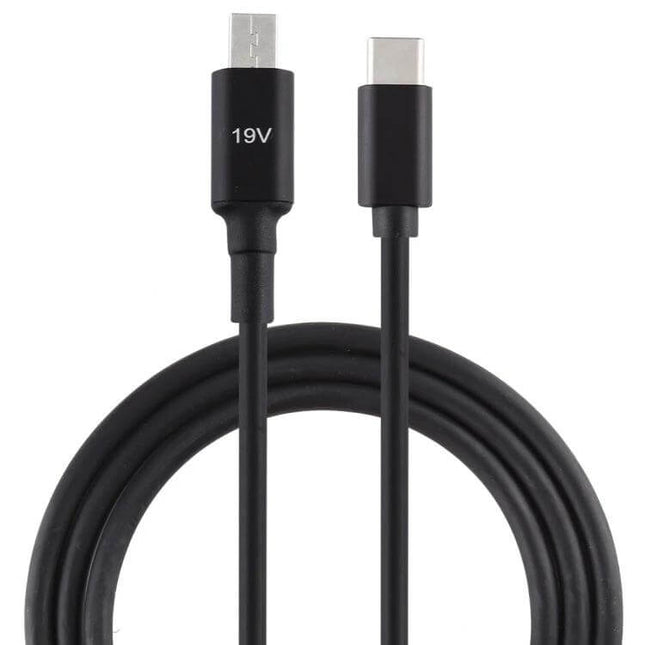 USB-C Charging Cable for ASUS X205T Laptop, 1.5 Meters Long - black USB-C to proprietary 19V charging cable coiled for desk or travel use