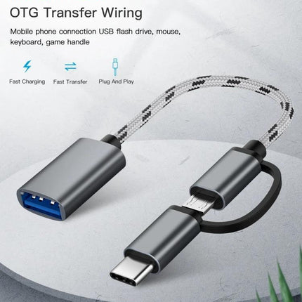 Adapter Cable for Linking USB Devices to Smartphones Daily - Micro USB/Type-C OTG USB 3.0 adapter cable for flash drives, keyboards, mice, fast transfer