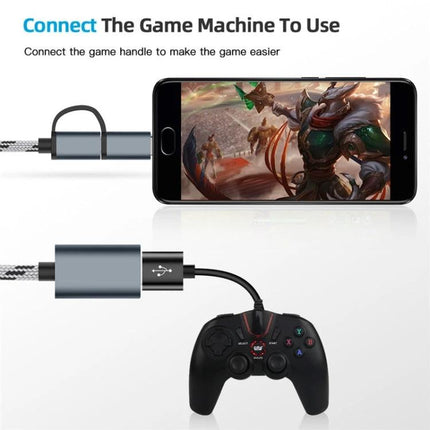 Adapter Cable for Linking USB Devices to Smartphones Daily - Micro USB OTG cable connecting USB gamepad to smartphone for gaming and file access