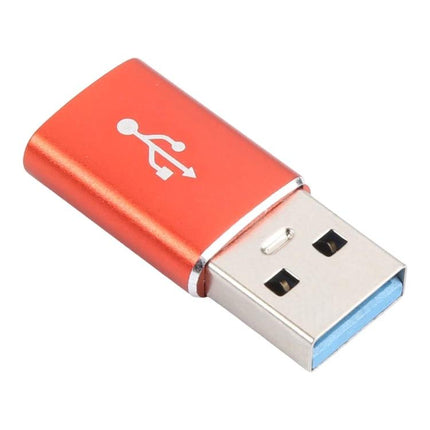 This adapter connects USB-C devices for everyday charging - red USB-C to USB-A charging adapter with reversible Type-C interface