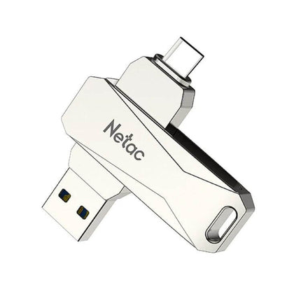 Netac 128GB USB Flash Drive with Type-C for Easy Data Transfer - silver dual USB and Type-C portable storage