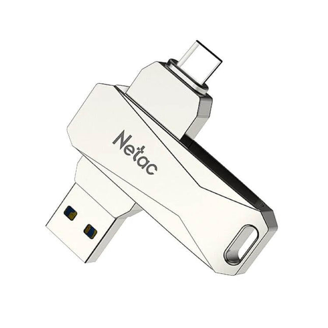 Netac 128GB USB Flash Drive with Type-C for Easy Data Transfer - silver dual USB and Type-C portable storage