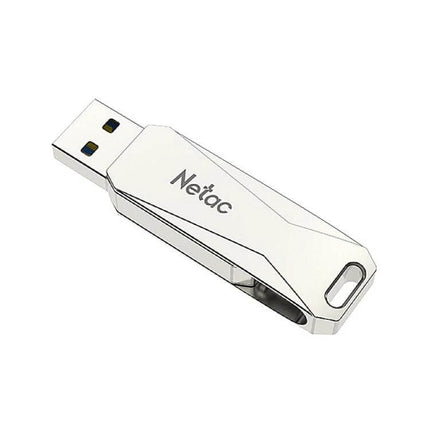 Netac 128GB USB Flash Drive with Type-C for Easy Data Transfer - silver dual-interface USB stick for phones and PCs