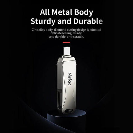 Netac 128GB USB Flash Drive with Type-C for Easy Data Transfer all-metal dual Type-C and USB stick for phones and computers