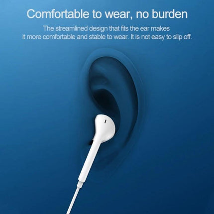 In-Ear Wired Earphones for Everyday Music and Commutes shown worn in ear with streamlined comfortable wired design for daily use