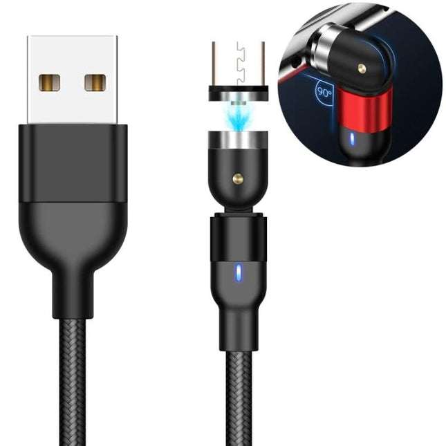 Essential Magnetic USB Cable for Everyday Device Charging – braided magnetic charging cable with 90° rotating joint and LED indicator