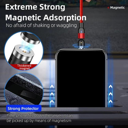 Essential Magnetic USB Cable for Everyday Device Charging - red magnetic USB cable connecting to smartphone with rotating joint for quick secure charging
