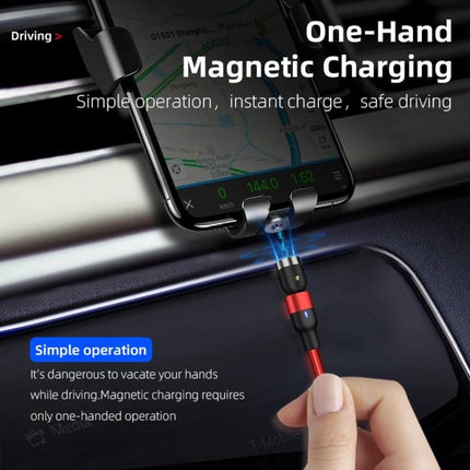 Essential Magnetic USB Cable for Everyday Device Charging - one-hand magnetic charging cable in car with rotating joint for safe, quick charging