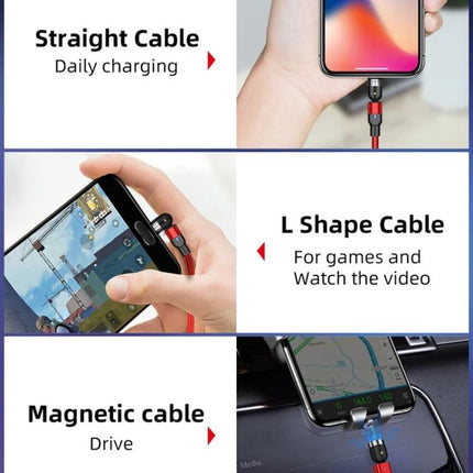 Essential Magnetic USB Cable for Everyday Device Charging - magnetic USB cable with straight, L-shape and car mount views for daily charging and gaming
