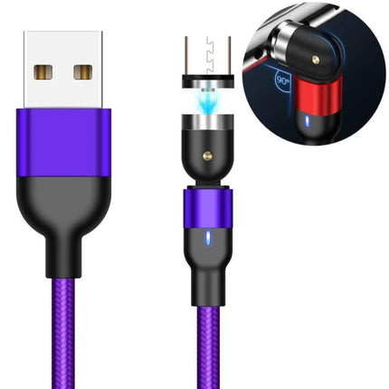 Essential Magnetic USB Cable for Everyday Device Charging — purple braided cable with magnetic rotating 90° joint and LED charging connector