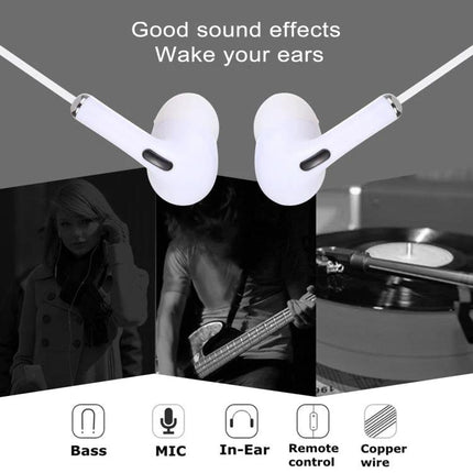Wired In-Ear Earphones With Microphone For Calls And Commuting white in-ear buds with 3.5mm plug and inline mic