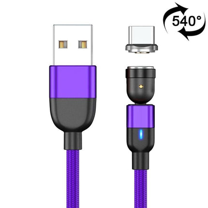 Reliable USB-C Cable for Everyday Device Charging Needs - purple nylon braided magnetic USB-A to USB-C cable with 540° swivel and LED indicator