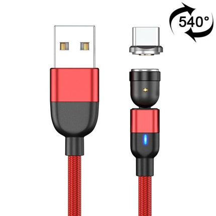 Reliable USB-C Cable for Everyday Device Charging Needs - red braided magnetic USB-A to USB-C cable with swivel 540° detachable tip and LED