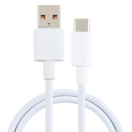 USB-C to USB Cable for Everyday Device Charging and Transfers — white 6A charging and data sync cable