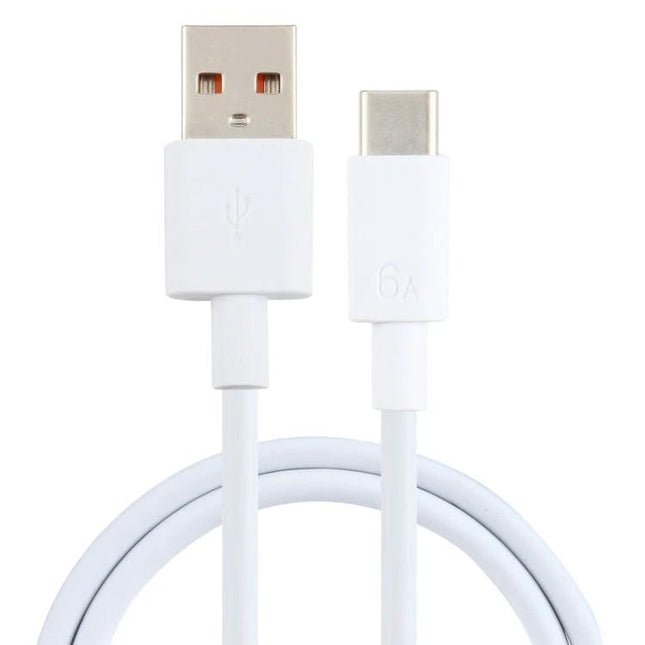USB-C to USB Cable for Everyday Device Charging and Transfers — white 6A charging and data sync cable