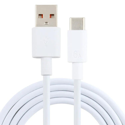 USB-C Data Cable for Everyday Device Charging and Transfers - white 6A USB-A to USB-C cable for charging and file transfers on the go