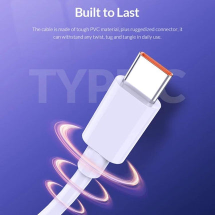 USB-C Data Cable for Everyday Device Charging and Transfers - durable 6A PVC charging and data transfer cable, ideal for commuting and work on the go