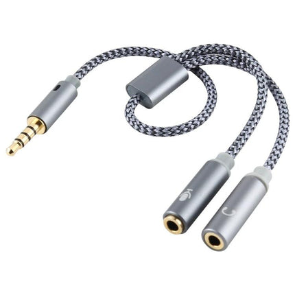 HY191 Cable for Everyday Audio and Microphone Connections - braided 3.5mm splitter with gold-plated plug for smartphone laptop calls and headphones