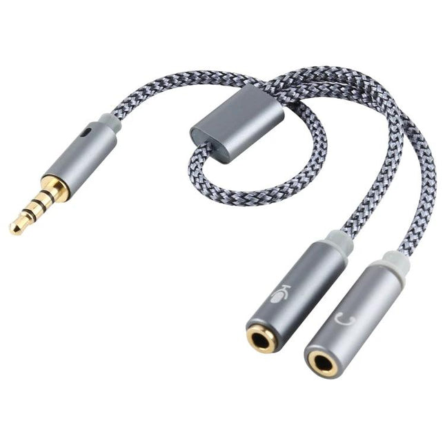 HY191 Cable for Everyday Audio and Microphone Connections - braided 3.5mm splitter with gold-plated plug for smartphone laptop calls and headphones