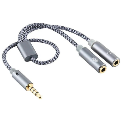 HY191 Cable for Everyday Audio and Microphone Connections – braided 3.5mm gold‑plated splitter for headphone and mic