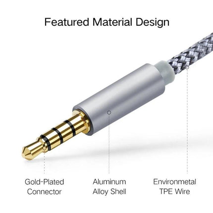 HY191 Cable for Everyday Audio and Microphone Connections gold-plated 3.5mm plug with braided TPE wire and aluminum alloy shell