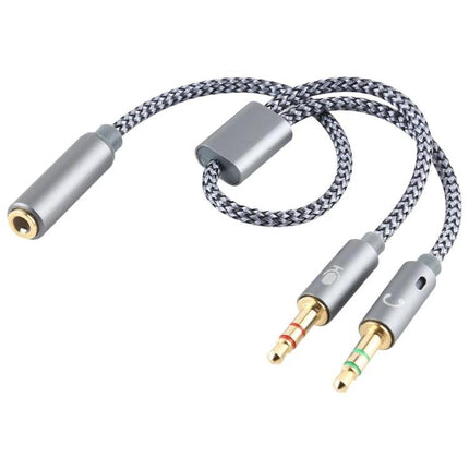 Compact Audio Cable for Daily Device Connections and Calls - braided 3.5mm gold-plated splitter for phone, car aux and headphones
