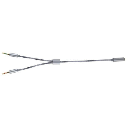 Compact Audio Cable for Daily Device Connections and Calls - braided gold-plated 3.5mm Y-split cable for car, headphones and calls